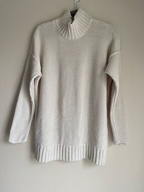 Lauren Ralph Lauren chunky mock neck sweater off white linen cotton blea size XL